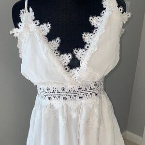 Babydoll Coquette White Lace Embroidered Romper "Looking Sweet" Fashion Nova